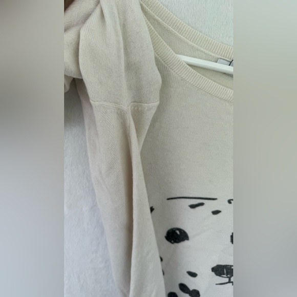3/4 sleeve cute cute Cream Dalmatian dog Sweater wool mix - Picture 3 of 5